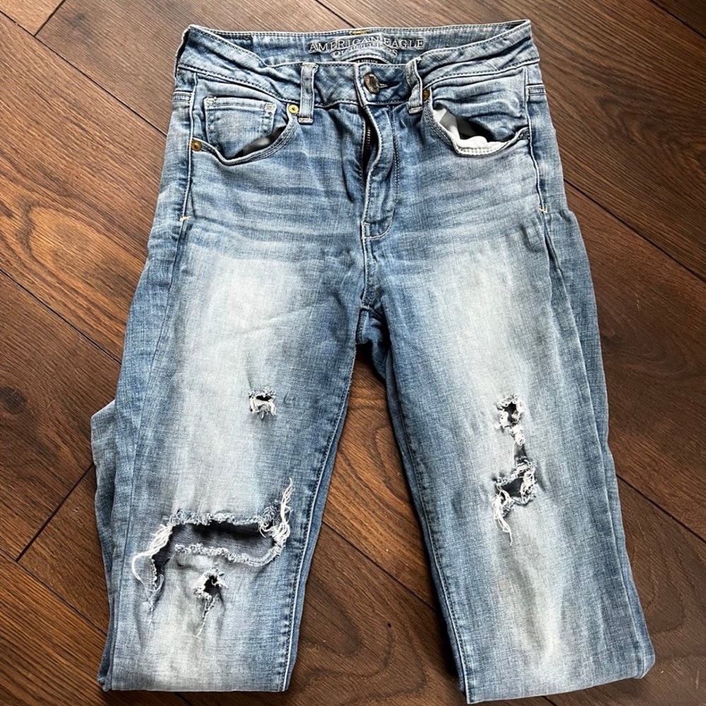 American Eagle Outfitters Light Blue Super Stretch Jeans SHORT Sz 4